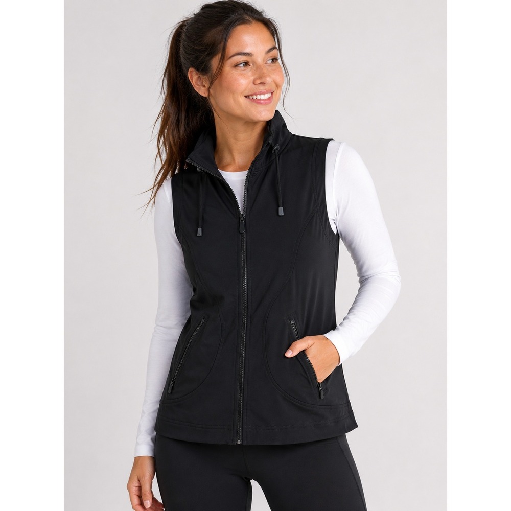 Chico's Zenergy Black Zip Front Athletic Vest Women's Small Lightweight